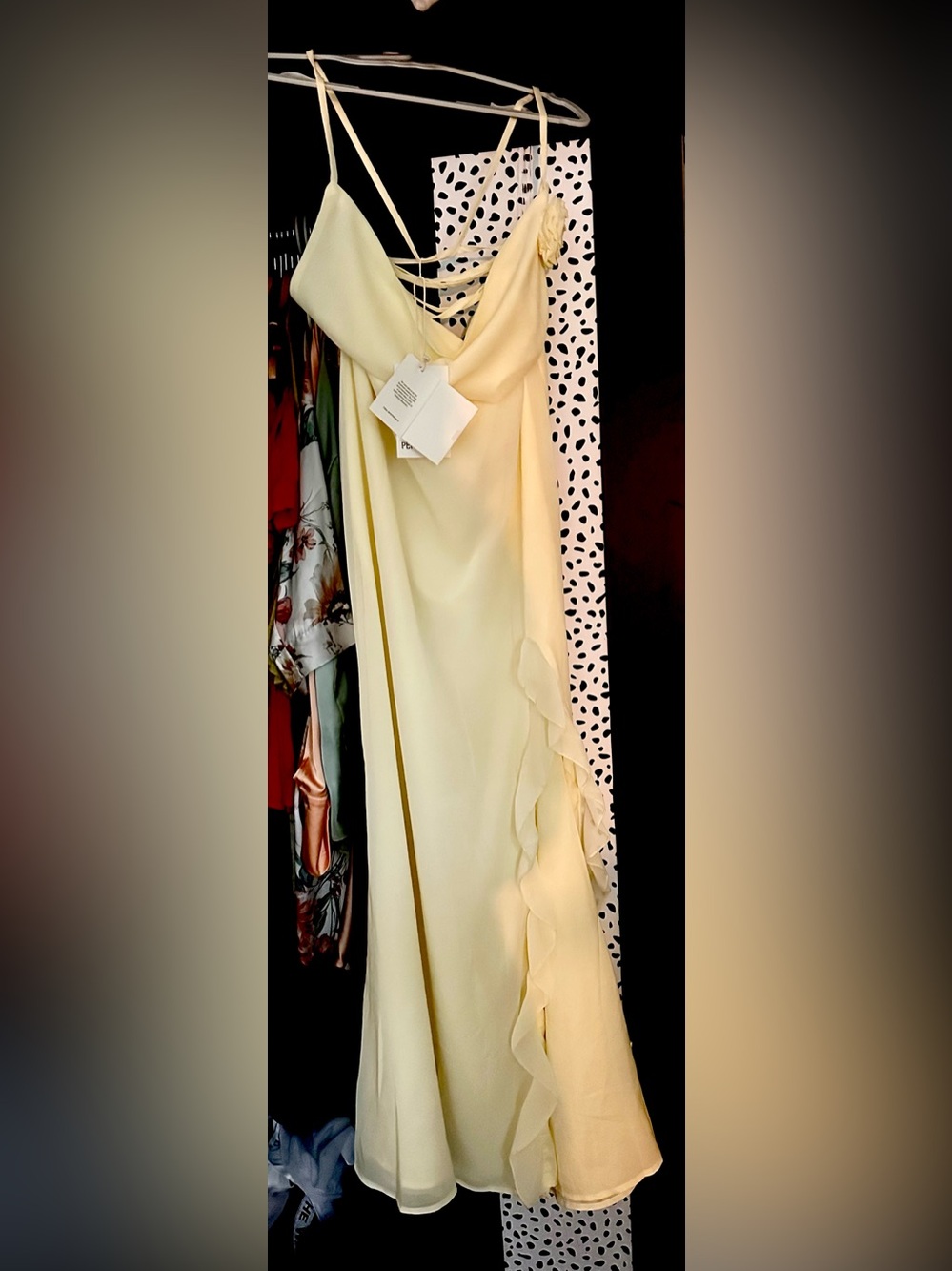 Peppermayo Pale Yellow Slip Maxi Dress with Floral Accent - Picture 3 of 3